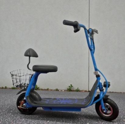 صورة سكوتر سبايردمان بعجلين بسلة صغير 36 فولت - أزرق